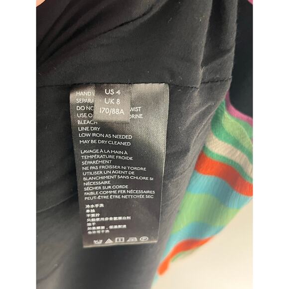 Anthropologie Kenzie Geometric Print Asymmetrical Midi Dress Multi Women's US 4 - Picture 7 of 12